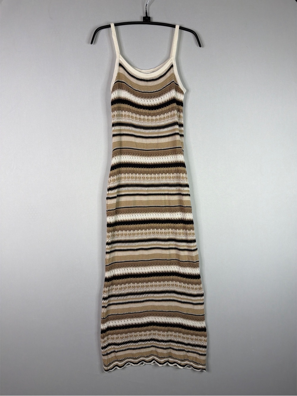 No Boundaries Striped Knit Maxi Dress in Cream, Beige & Brown